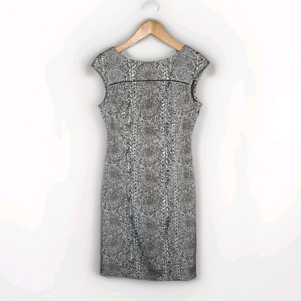 Tory Burch Women 8 Carter Dress Brown Blue Green Floral Print‎ Cap Sleeve Sheath